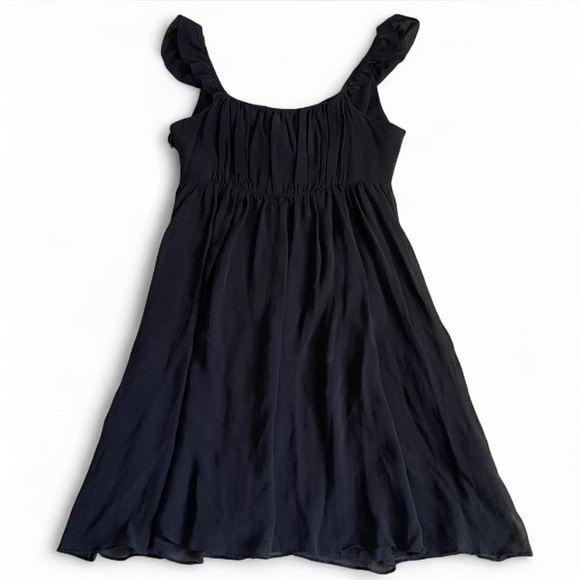 AX Armani Exchange 100% Silk Black Ruffle Babydoll Camisole Mini Dress ✨ - Picture 2 of 12